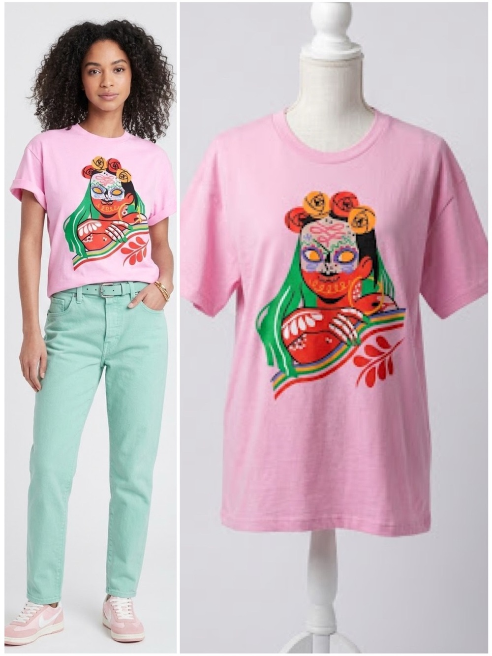 Urban Outfitters Dia Pacheco X Golden Hour 100% Cotton Pink Graphic Tee Size Med